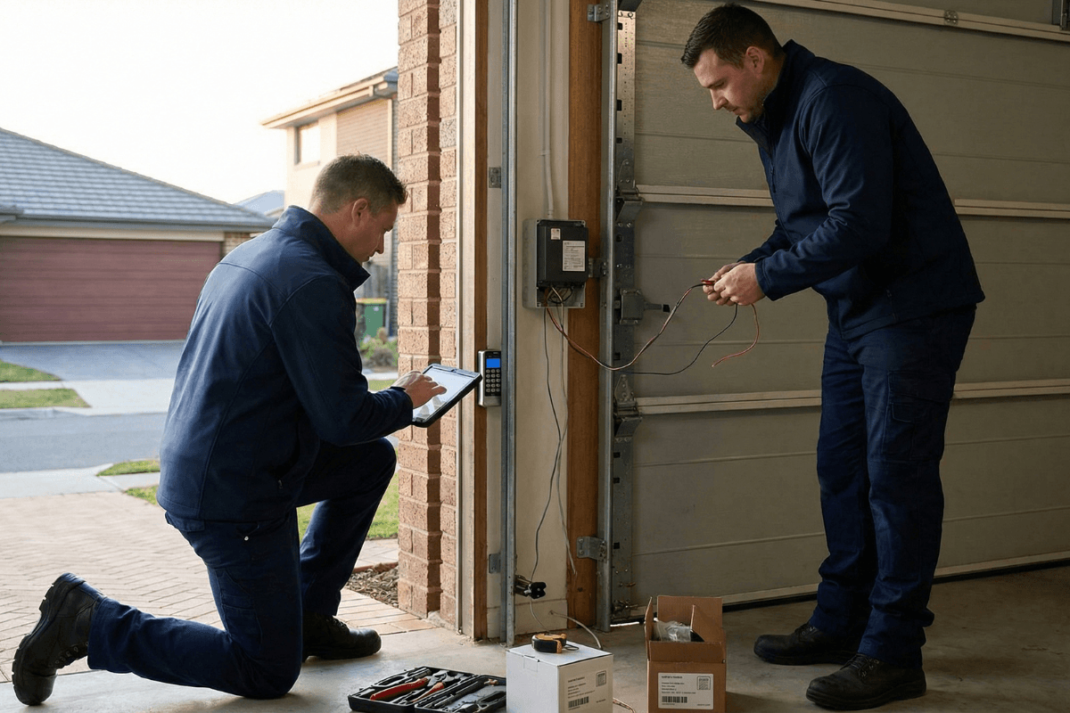 Modern smart garage door installation